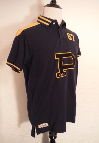 Vintage Polo Ralph Lauren 67 Big P Mens Blue & Yellow Polo Shirt Men's Medium M - Picture 2 of 9