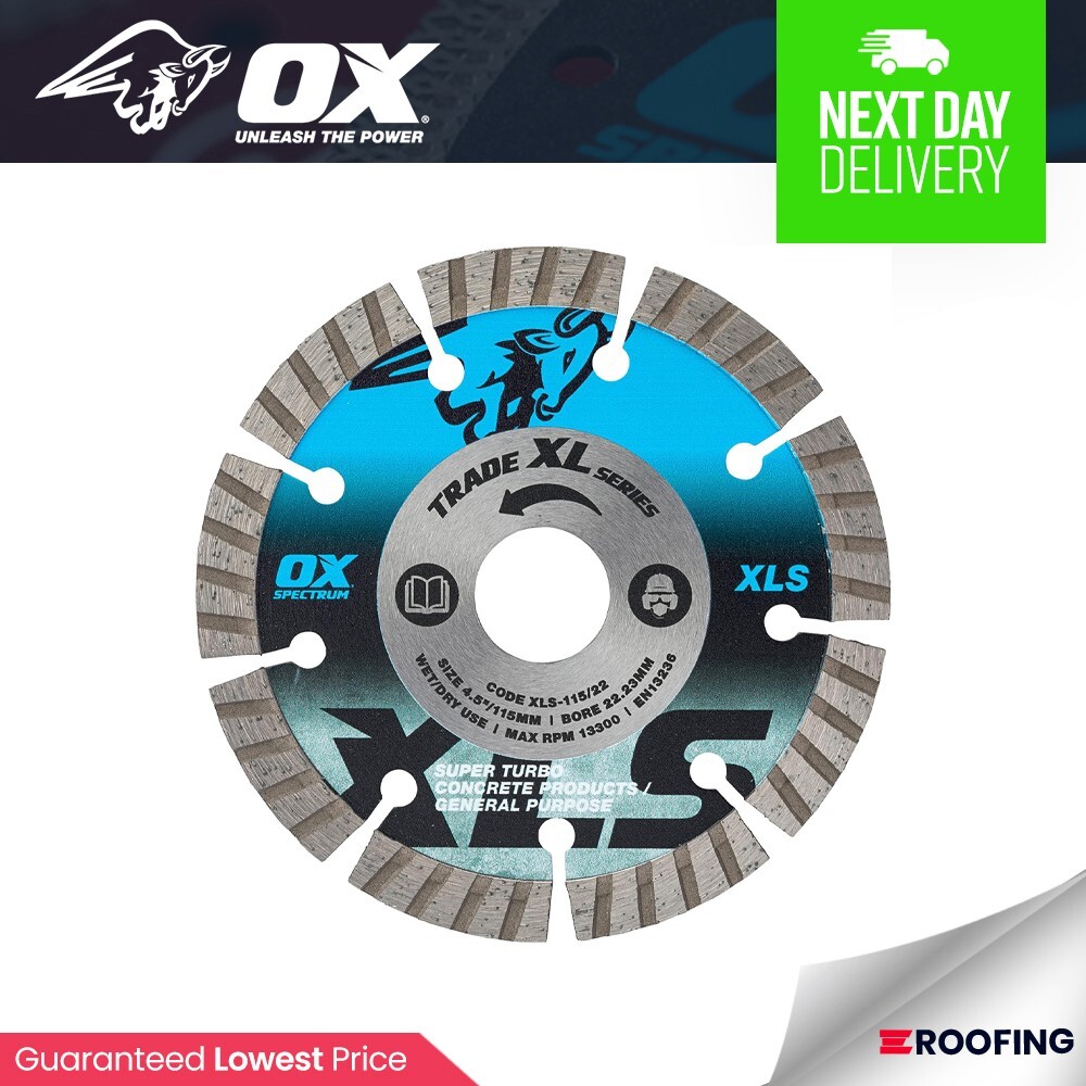 OX Tools XLS-115/22 Trade XL Super Turbo Segmented Diamond Blade - Concrete