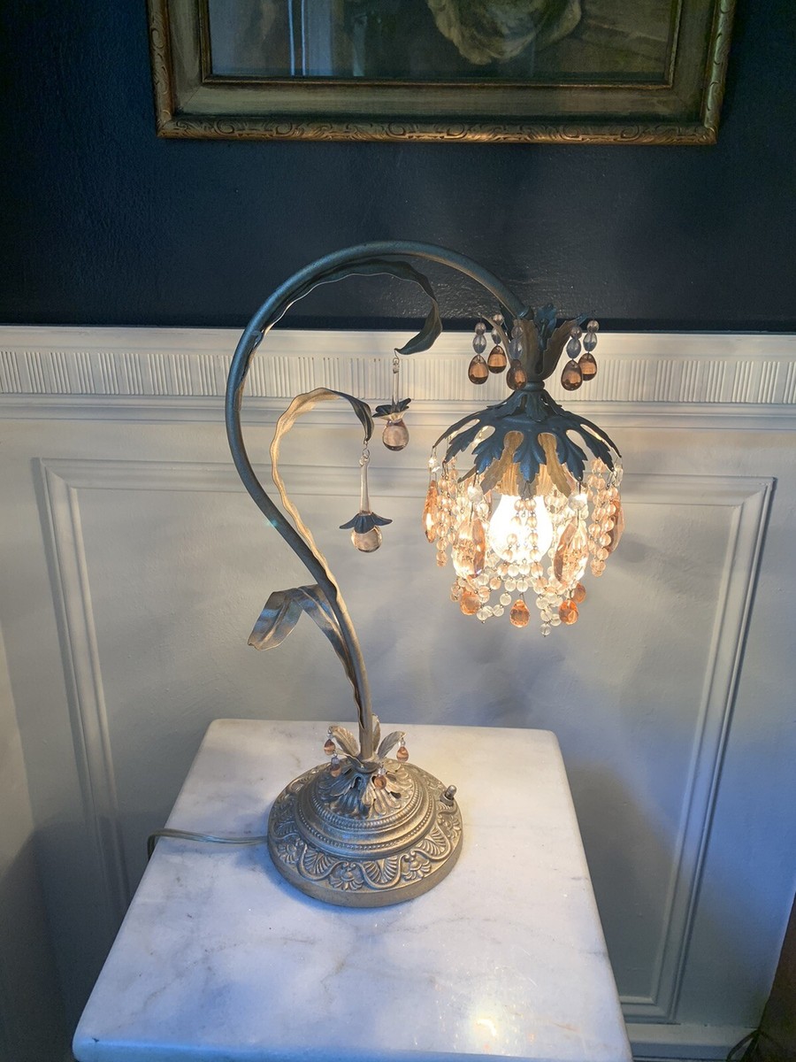Small Oil Rubbed Bronze Table Lamp With Crystal Chandelier
