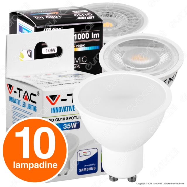 10 LAMPADINE LED Attacco GU10 3W a 10W Lampadina per Porta Faretto Incasso Spot
