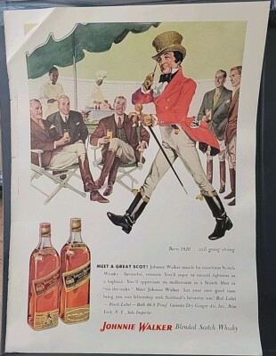 1955 Johnnie Walker blended scotch whiskey meet a great Scot Vintage ad