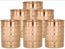 Copper Glass Pack of 6 Plain Copper Glass Set Water/Juice Glass 300ml
