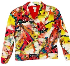 Chicos Womens Sz 2 Vibrant Multicolored floral Print Lined Blazer X29 NW/OTs