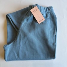 Eberjey Women's Large French Terry Jogger Faded Denim Elastic Waist Ankle Hem