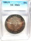 1881-S MORGAN SILVER DOLLAR ICG MS63