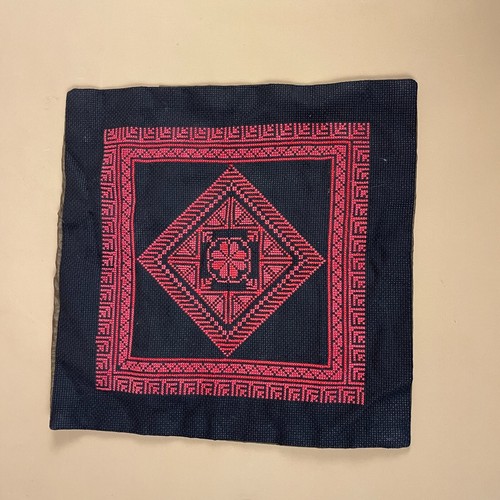 Four Vintage Middle-Eastern Cushion Covers Hand Stitched Red Fabric Parchments - Picture 15 of 21