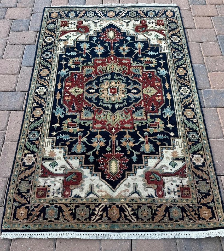 Brand New Oriental Accent Rug Handmade in India, Colorful Geometric Design, 4x6 - Image 4 of 4