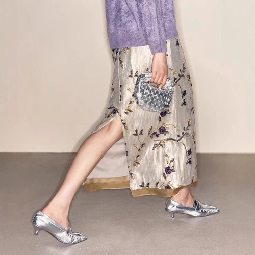 Embroidery Spring/Summer Womens Chinese Style Elegant Thin Straight Half Skirts - Imagen 3 de 26