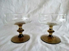 Set of 2 Libbey Glass Tulip Brown Champagne or Tall Sherbet Excellent Used Cond.