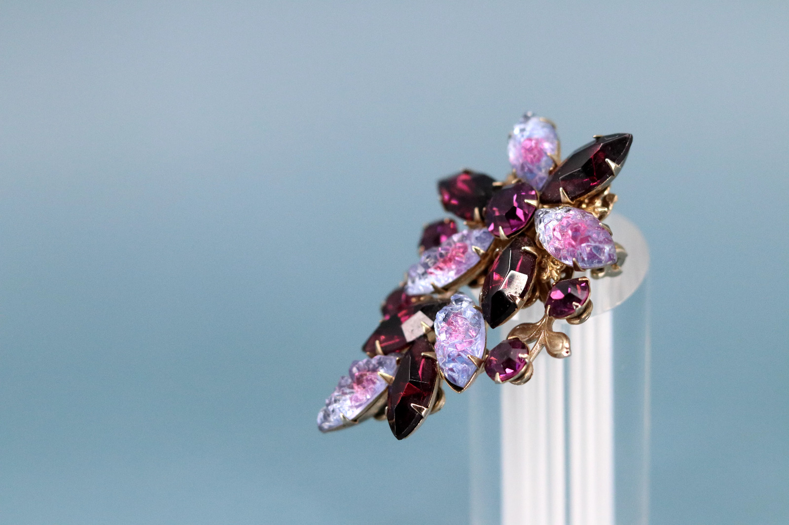 vintage beau jewels brooch earring set givre lava… - image 4