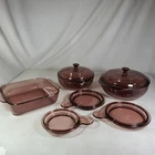 Lot Of Vintage Pyrex Cranberry Glass Bakeware Kitchen