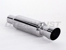 Dtm-141 Hi Polished Stainless Muffler 4 Round Slanted Tip 2.25 Inlet 18.75 L