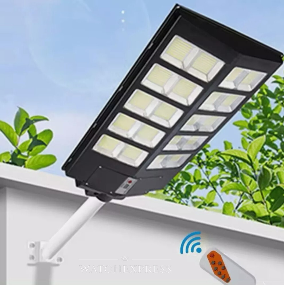 LAMPIONE STRADALE LED 2000W con PANNELLO SOLARE Telecomando CREPUSCOLARE