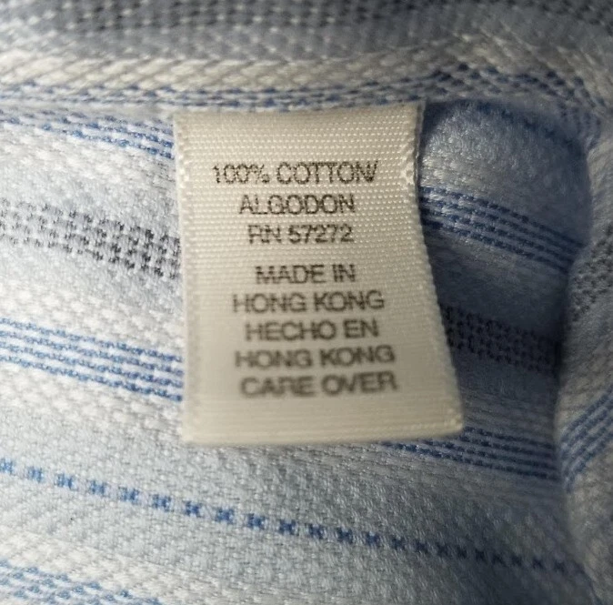 Perry Ellis Button Up Shirt Men XL 17 32 33 Blue Striped Long Sleeve French Cuff - Image 4 of 4