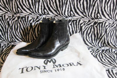Exquisite TONY MORA Cowboy Chelsea Stiefeletten Aal Leder 38 schwarz Western
