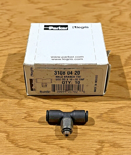 Parker Legris 3108 04 20 31080420 Abzweig-Stück für Männer 5/32 Außendurchmesser x 10-32 UNF - Bild 1 von 2