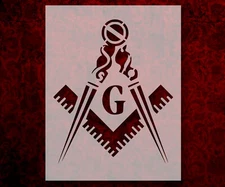 Masonic Freemason Mason Square and Compass Stencil 8.5 x 11 Inches (847)