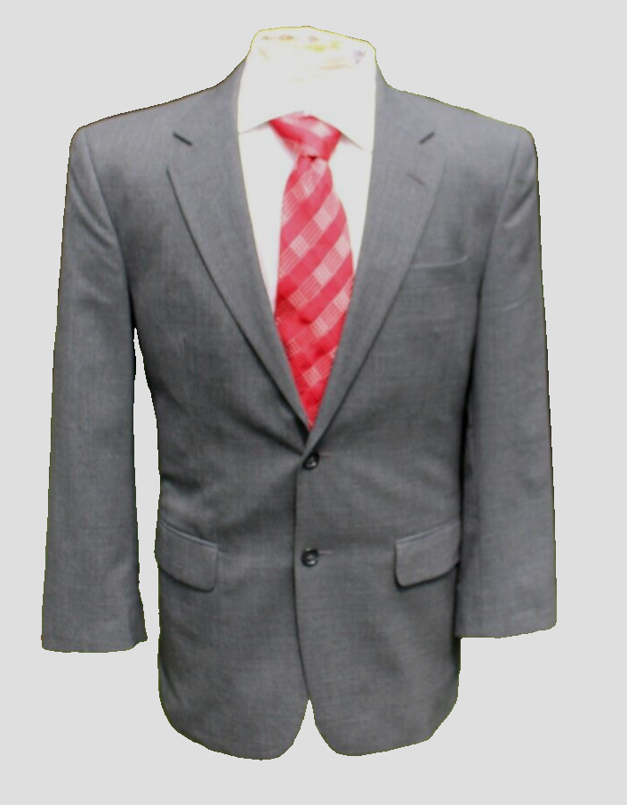 Jos A Bank Men's Solid Charcoal Gray 2 Button Wool Suit 40R 32X29