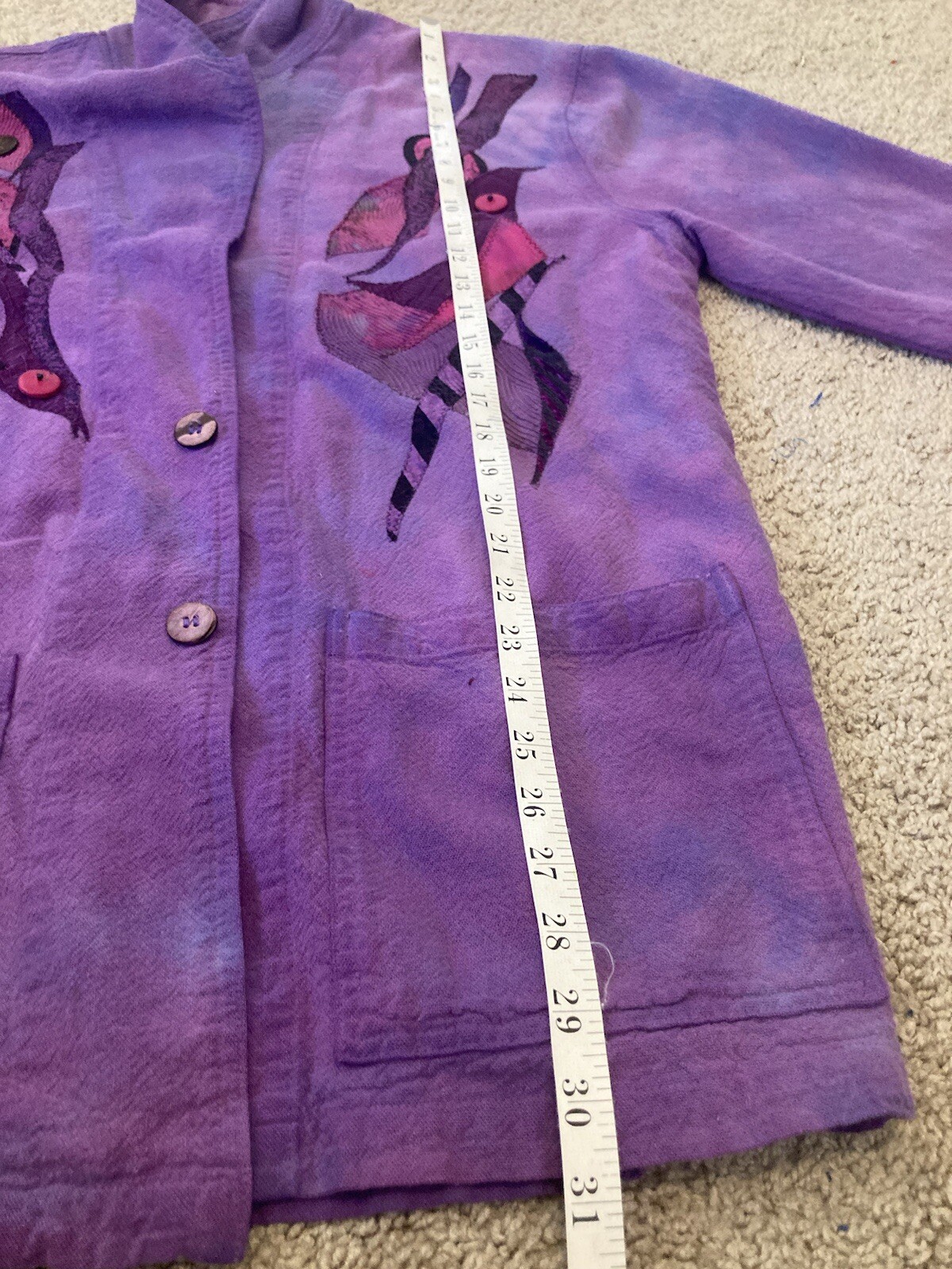 Lightweight Purple Patchwork Abstract Cotten Jack… - image 8