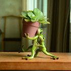 Frog Couple Succulent Weather Resistant Handcrafted Ceramic Plant Holder Decor