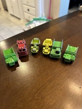 Vintage Tootsie Toy Fire Truck, Earth Movers, Shuttle, Dumpers, Lot Of 6