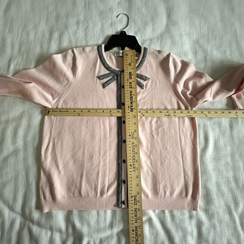 Suéter feminino Marisa Christina XL rosa cardigã arco contraste acabamento botão frontal - Imagem 4 de 4