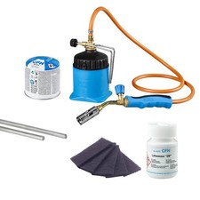 CFH Set Lötlampe LM3000 + Stangenlötzinn Zinkblech + Lötwasser Zinkblech + Vlies