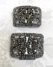 Pair Antique Art Deco 1920  s Cut Steel Shoe Buckles