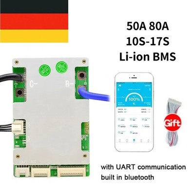 JBD Smart BMS 10S-17S 50A 80A Li-ion Bluetooth Schutz Board Same Port Teile DE