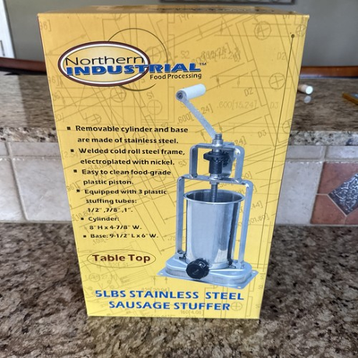 #ad Northern Industrial Stainless Steel Sausage Stuffer 5 Lb. Table Top New In Box $90.00