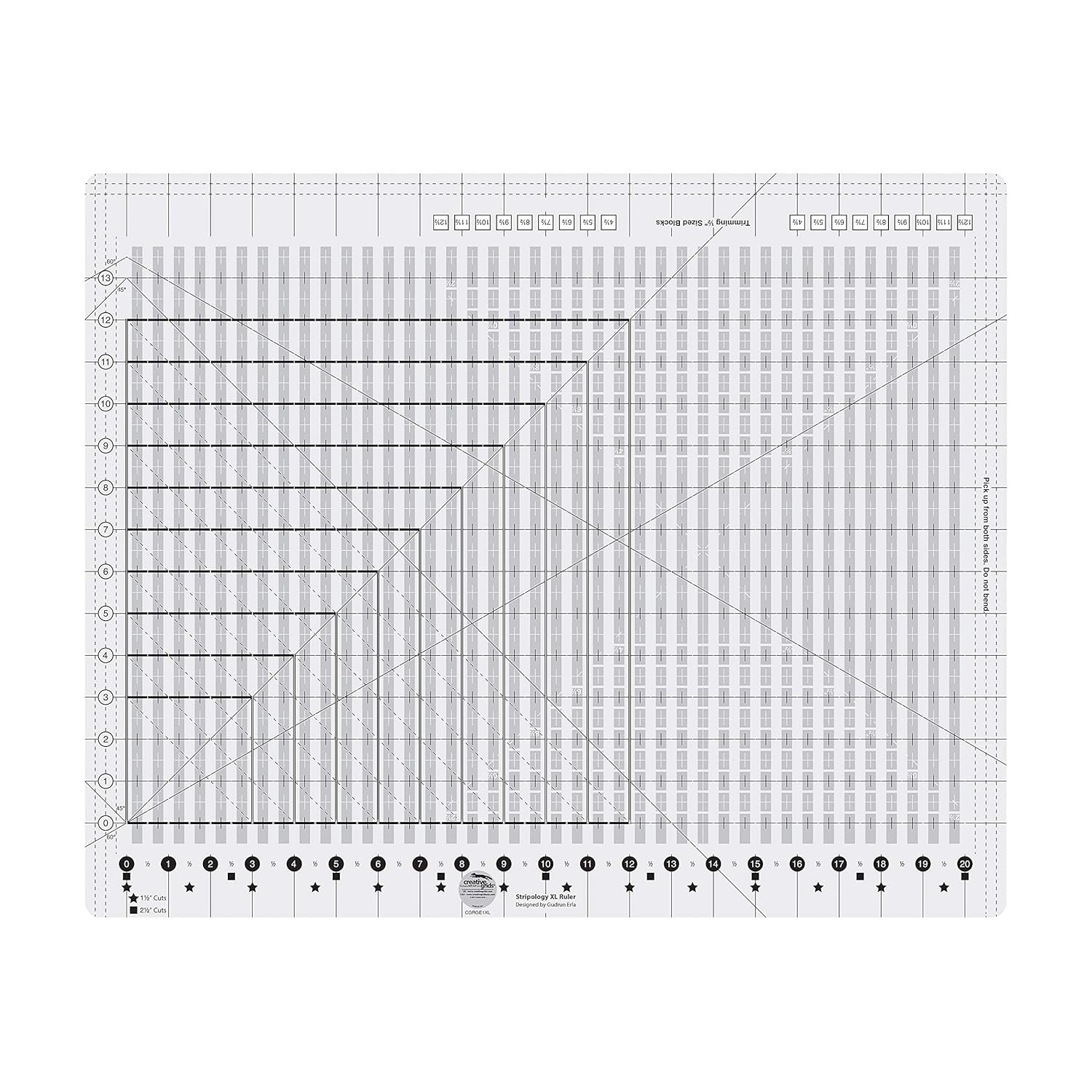 Stripology XL Slotted Quilting Ruler - CGRGE1XL – Made in USA, 17-3/4in x 22in