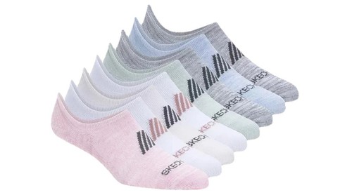 Skechers Ladies No Show Sock 8 Pack in multicolour's One Size UK 3 To 7 - Picture 2 of 3