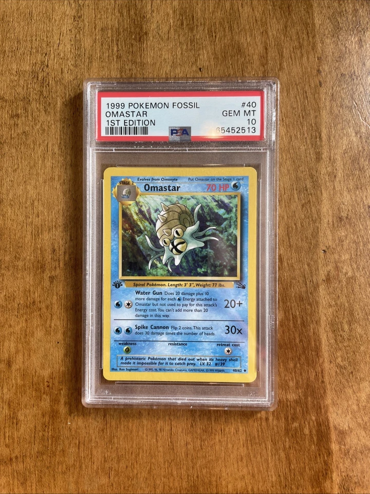 1999 Pokémon Fossil Omastar 40 1st Edition PSA 10 - Image 2 of 4