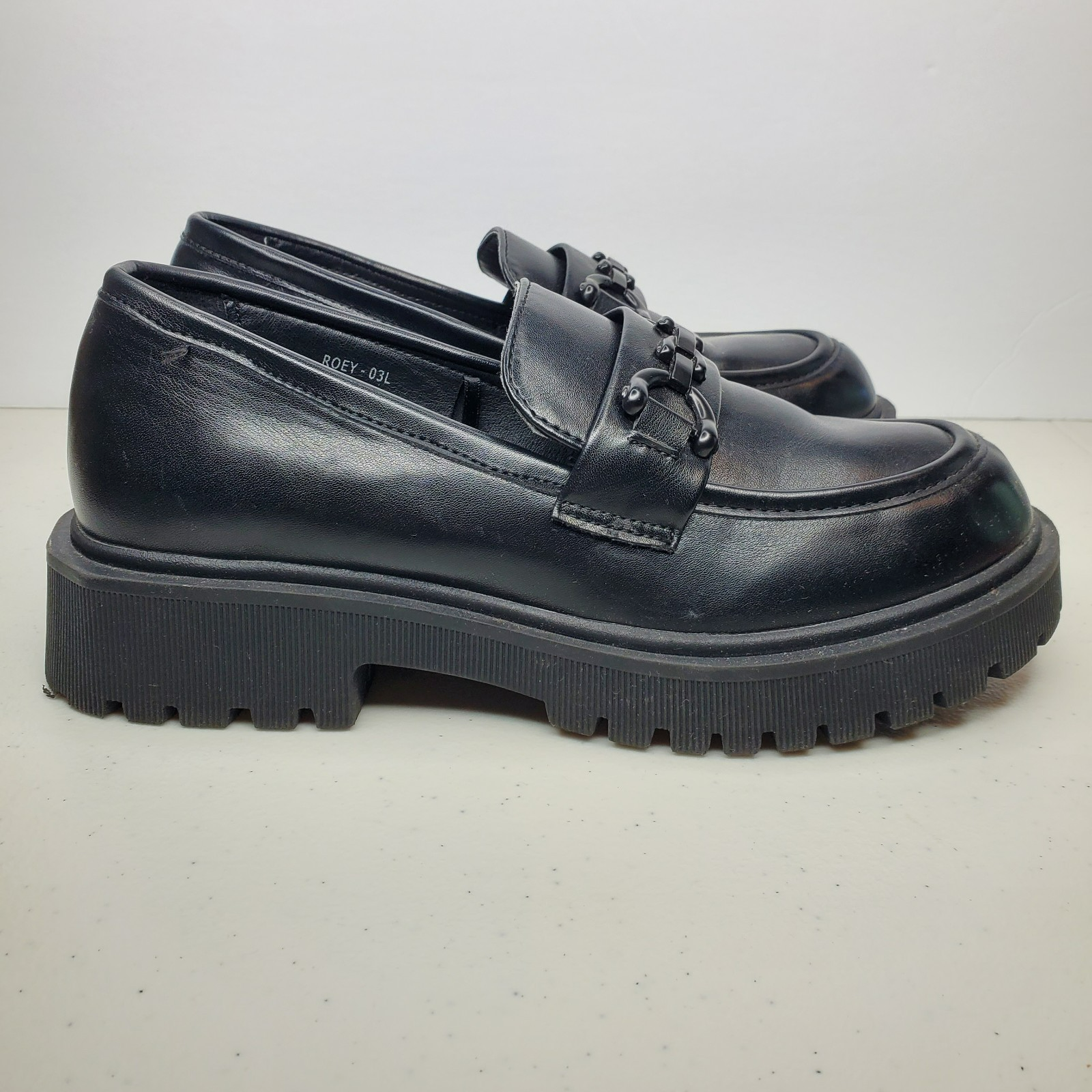 SAOLA MUDD Mocassini Donna Roey Chunky Platform Suola a Lug con Catena Nero Taglia 9 Y2K Gotico