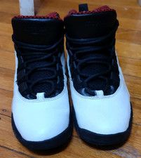 Jordan Air Jordan 10 Retro High Top Boys' Sneakers White Black Red Leather 3Y