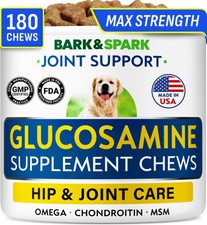 BARK&SPARK Glucosamine Chondroitin Dog Hip & Joint Supplement - Pain Relief 180 