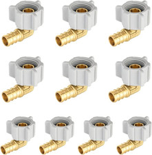 10-Pack 1/2" PEX x 1/2" FNPT Swivel Elbow Brass Crimp Fittings ASTM F1807