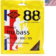 Black Flatwound Bass Guitar Strings - Rotosound RS88LD 4 Strings Set 65-115
