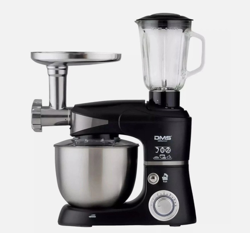 3in1 Küchenmaschine Schwarz 5 Liter Schüssel 1700W Fleischwolf Mixer Kneten DMS