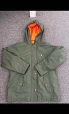 Timberland Boys Green/Orange Hooded Parka Jacket Button Front 9 years old