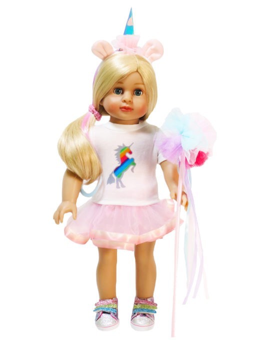 18" doll clothes- Pastel Rainbow Unicorn 4pc - fits American Girl - NEW!!