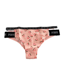 Victoria's Secret PINK Logo Strappy Bikini Panty Peach Print