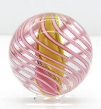 Vintage Left Twist Solid Core Pink Swirl 1.5” (38.75mm) Marble