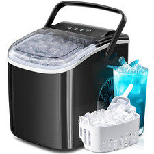 Countertop Ice Maker Machine with Handle, Portable Maker, 27Lbs/24Hrs, 7Mins/9 P
