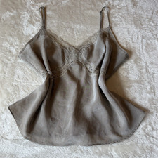 Vintage VANITY FAIR Camisole Lace Trim Slip Tank Top Sz 38 Tan Retro