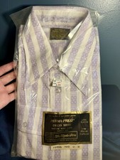 NOS Retro Vintage Sears Men  s Shirt White Purple Striped Mens Store 70s New 17