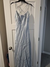 Faviana Light Blue Formal Dress Size 12 with Criss-Cross Straps Elegant Gown