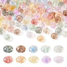 Craftdady 100Pcs 8 mm Crackle Glass Beads Crystal Lentil 8 mm, Mixed Color