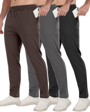 3 Pack Men's Workout Sweatpants with Pockets,Athletic Gym Tapered Joggers Pan...