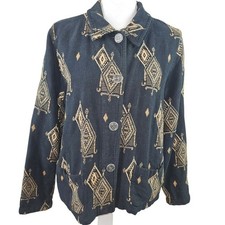 Chico's Design Embroidered Button Down Blazer Jacket In 1 8